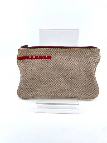 【送料無料】PRADA SPORTS プラダ スポーツ ポーチ レッド系 キャンバス ロゴ 小物入れ