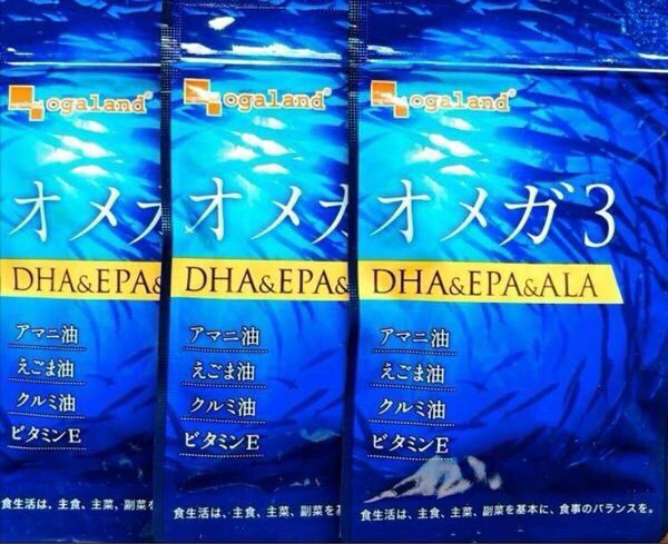 ★送料無料★オメガ3 約3ヶ月分(1ヶ月分30カプセル×3袋)オーガランド サプリメント DHA EPA α-リノレン酸サプリ ダイエット 健康値