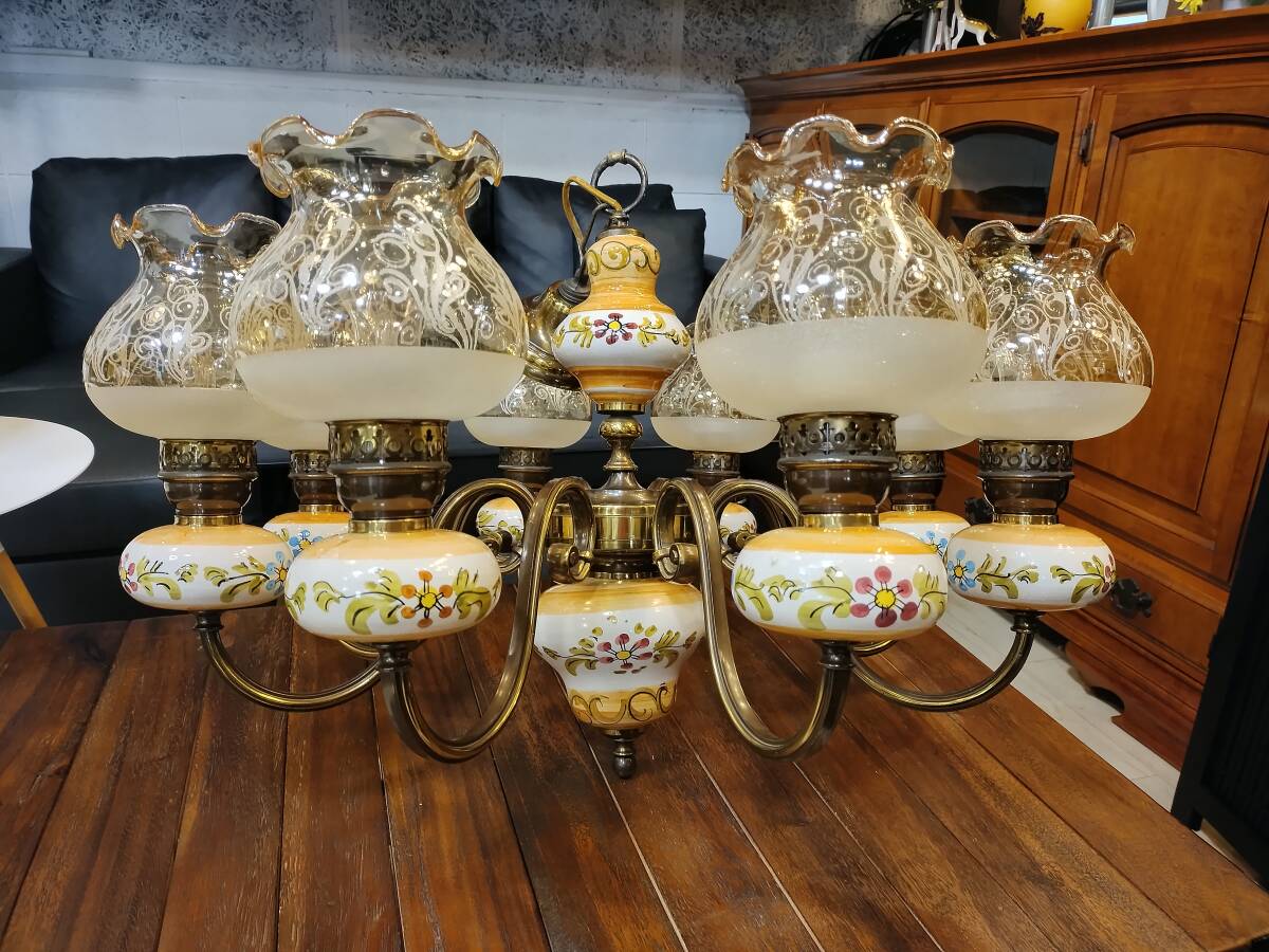 昭和レトロ】ナショナル7灯シーリングシャンデリア◇豪華 昭和レトロ】ナショナル7灯シーリングシャンデリア◇豪華
