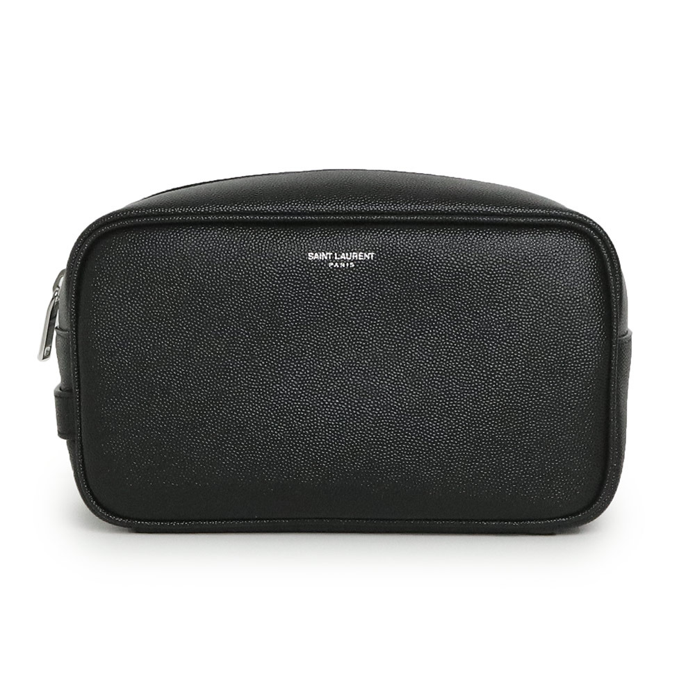 (未使用 展示品)サンローランパリ SAINT LAURENT PARIS グレインドプードル スモールジッパー グルーミングケース ブラック 黒 6501251