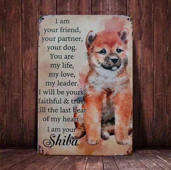 ブリキ看板 HANAKO レトロ 犬の看板 FR66 柴犬 仔犬 shibainu 犬の雑貨