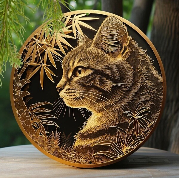 猫の壁飾り メタルウォールアート キジ猫B 猫の雑貨 HANAKO
