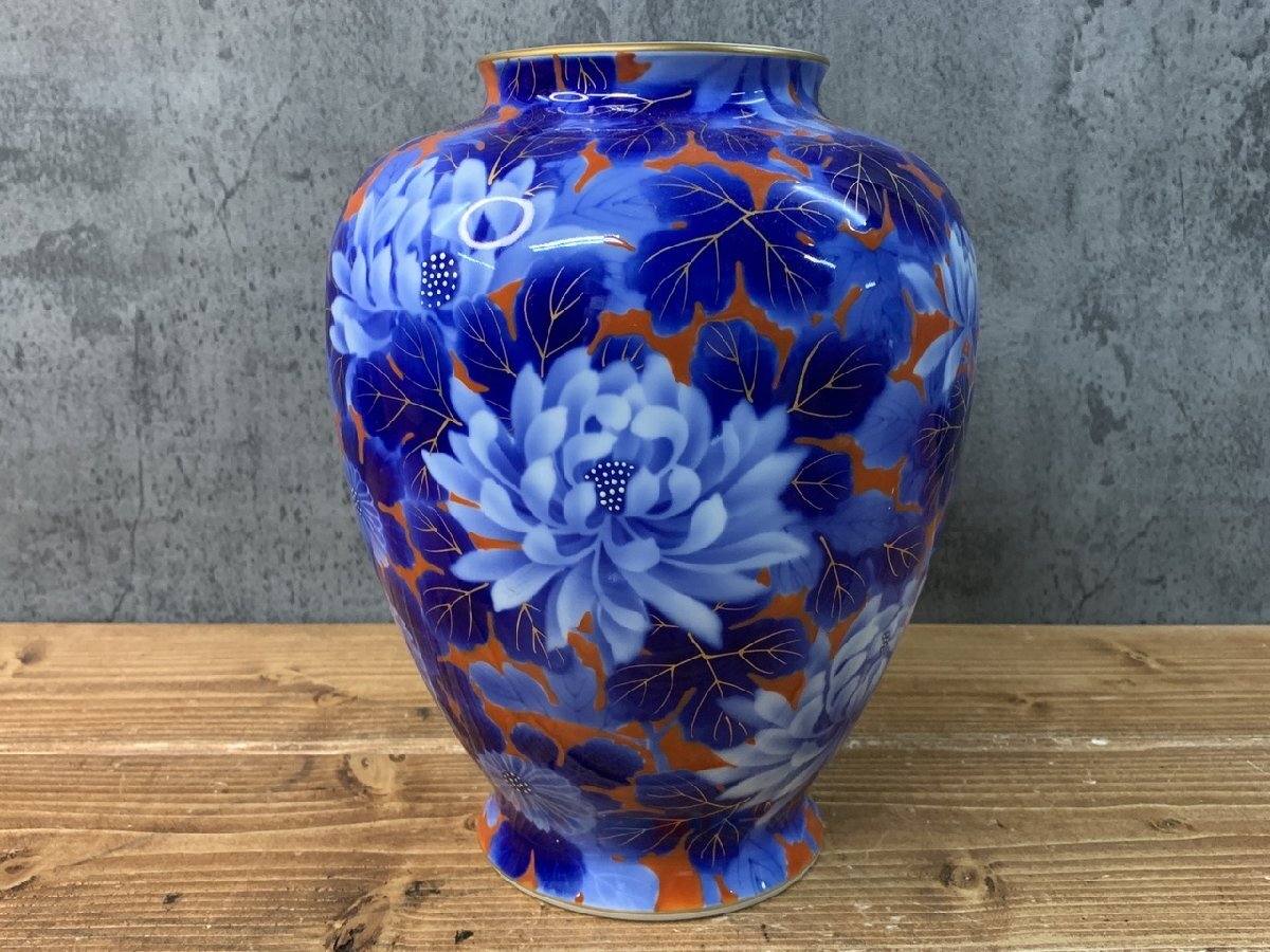 有田焼 地紋菊 赤青白花柄陶器花瓶 Yahoo!オークション -「有田焼 花瓶 菊」(日本の陶磁) (陶芸)の