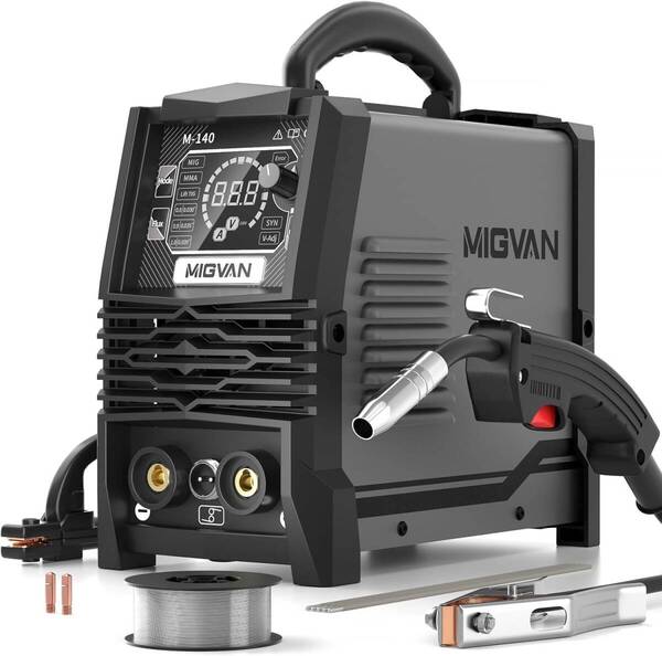 MIGVAN 半自動溶接機 100V 140A ノンガスMIG アーク溶接 LIFT TIG 1台3役 初心者向け インバーター搭載 電流 電圧調整可