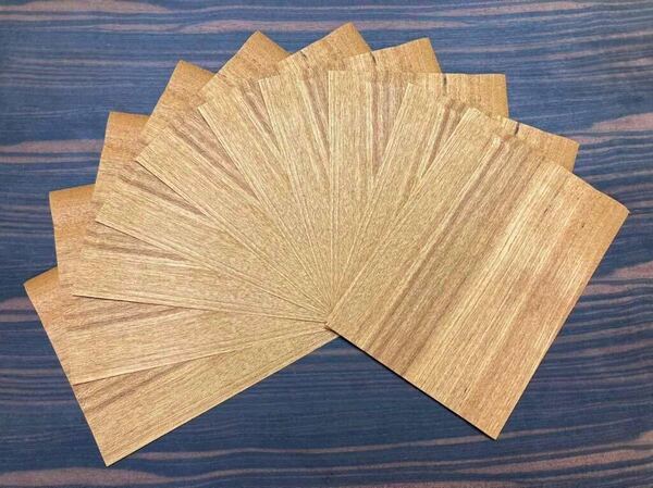 チーク突板10枚、送料無料!天然木200mm×145mm×0.2mm DIY工作ギター楽器テーブル脚インテリア椅子アンティーク調リメイク机スピーカー棚