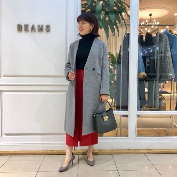定価4.2万円 Demi-Luxe BEAMS ノーカラーVネックコート M