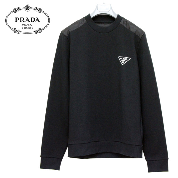 送料無料 2 PRADA プラダ UJL21A 10UF ブラック ロゴ スウェット トレーナー size M