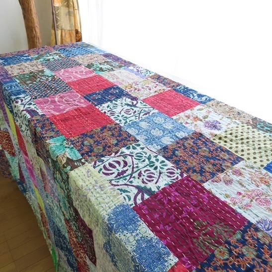 〓 新品 〓 マルチクロス 〓 マルチカバー ベッドカバー パッチワーク 刺し子 古布 エスニック アジアン 布 おしゃれ 〓T375