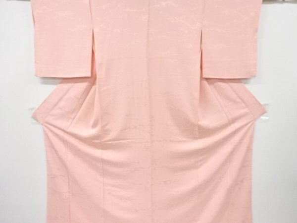 ys7296929; 樹木風景に草花模様織り出し一つ紋色無地着物【着】