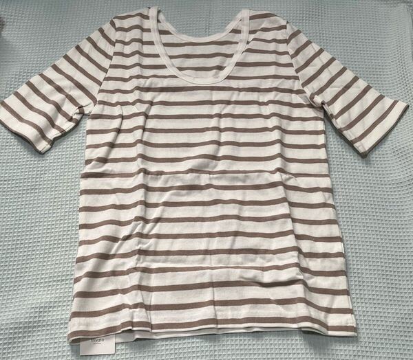 (ティティベイト) titivate バックラウンド ボーダー カットソー Tシャツ オフホワイトベージュ Sサイズのみ