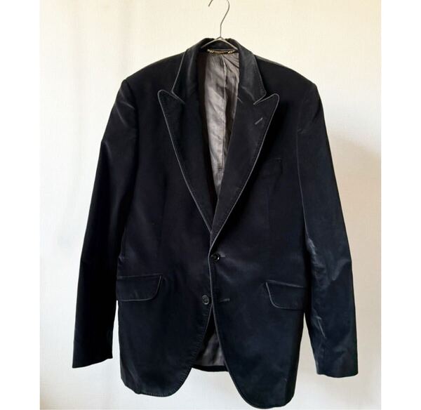 イタリア製 美品 Dolce&Gabbana ドルチェ&ガッバーナ ベロア ベルベット ブラック 黒 テーラードジャケット スーツ タキシード ブレザー