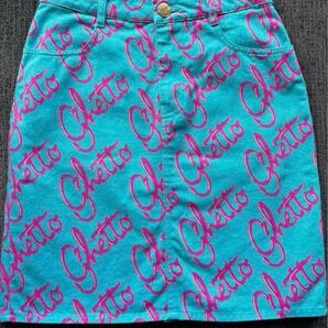 【送料無料】JOYRICH ジョイリッチ S7号相当 Barbie バービー ペコpeco風 アメリカンレトロ 80年代風 80's ブルーピンク 総柄 ロゴスカート