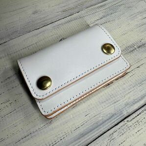 【トラッカーウォレット ミニ】 ゴールド ホワイト 本革 白 財布 ミニサイズ 金 アメカジ バイカー