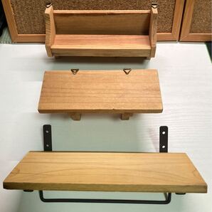 ミニ木製飾り棚 3種類セット 画鋲で簡単に設置 小物置き 鍵掛け インテリア