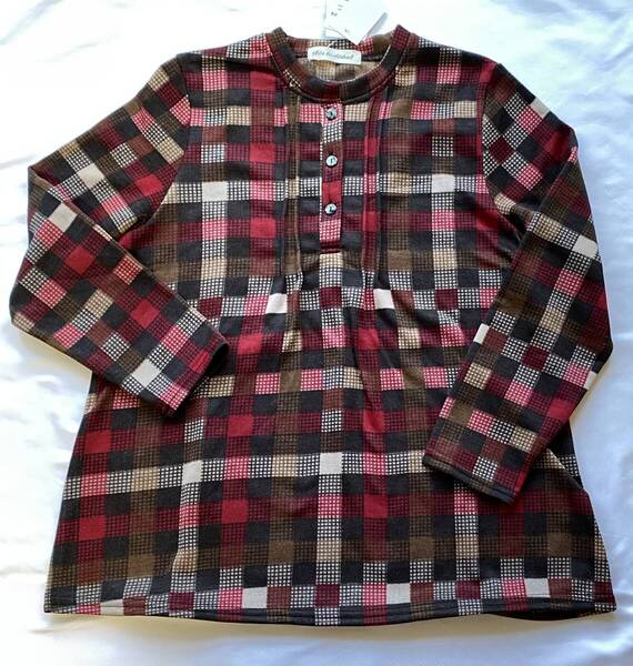 【新品】【送料込み】【M~L】裏起毛プルオーバー レッド系市松模様その2