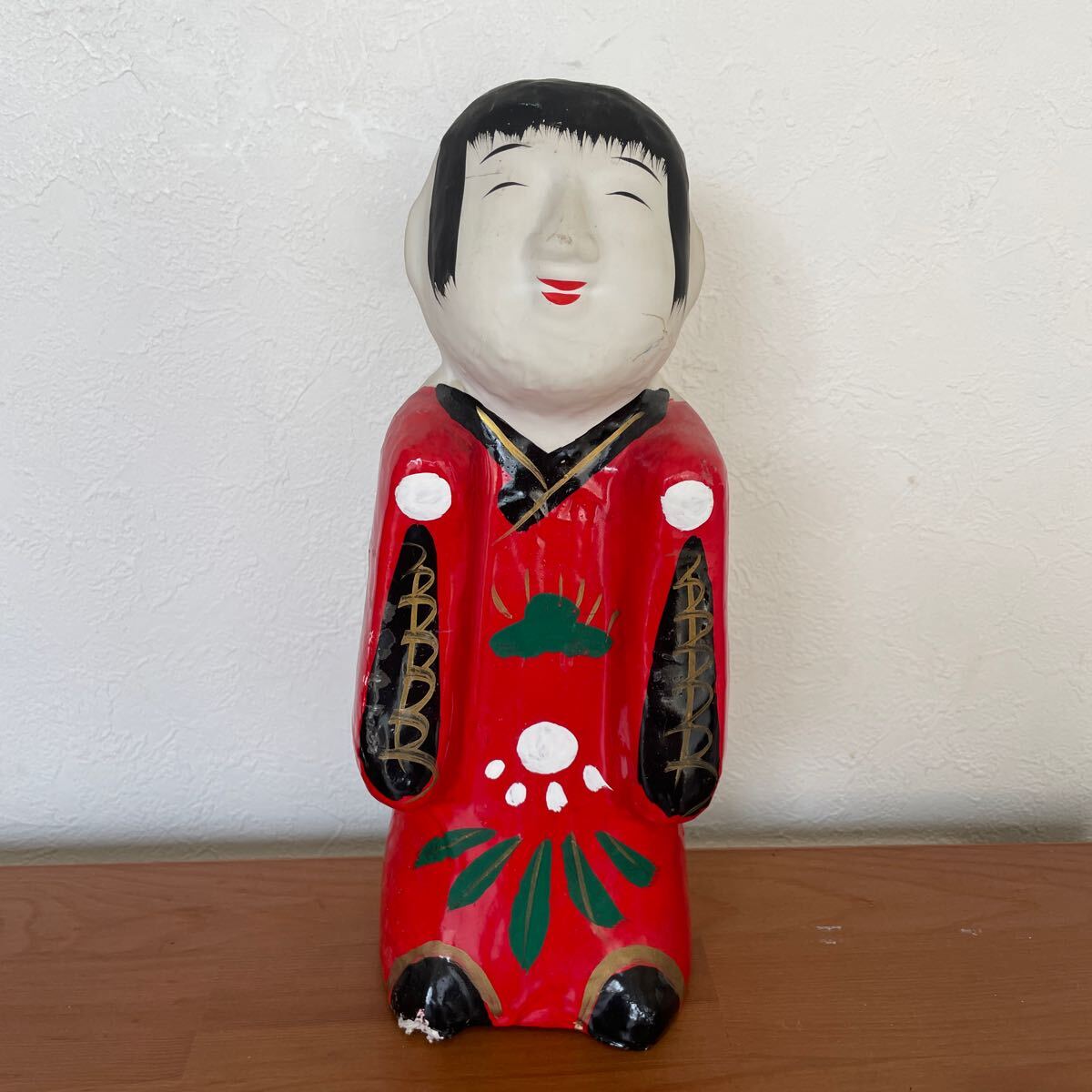珍品 江戸 木人形 黒光りした 張り子人形 厨子 木彫 張子 型 木