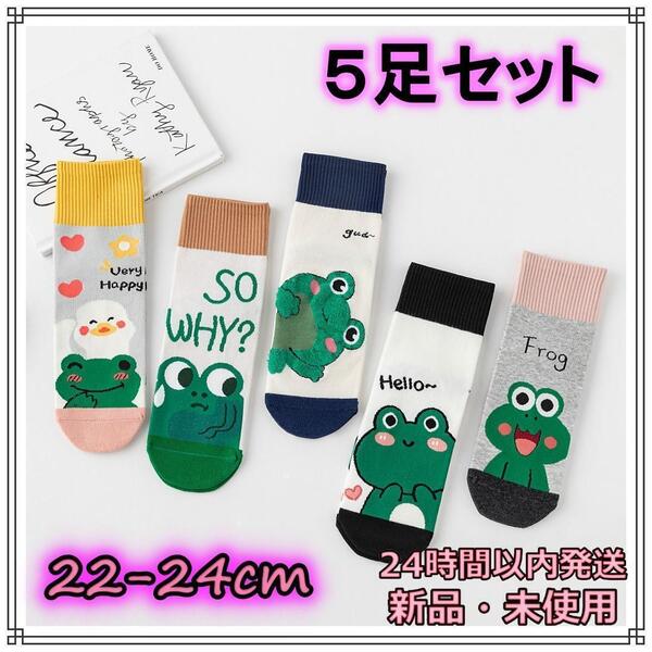 カエル 靴下 5足セット まとめ売り ソックス スニーカー ショート くるぶし 3/3