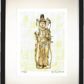 BT-002 仏画 弥勒菩薩 立像 文治5年(1189) 快慶 ボストン美術館蔵 限定版画300部 直筆サイン有 額装済●作家 辻川充彦
