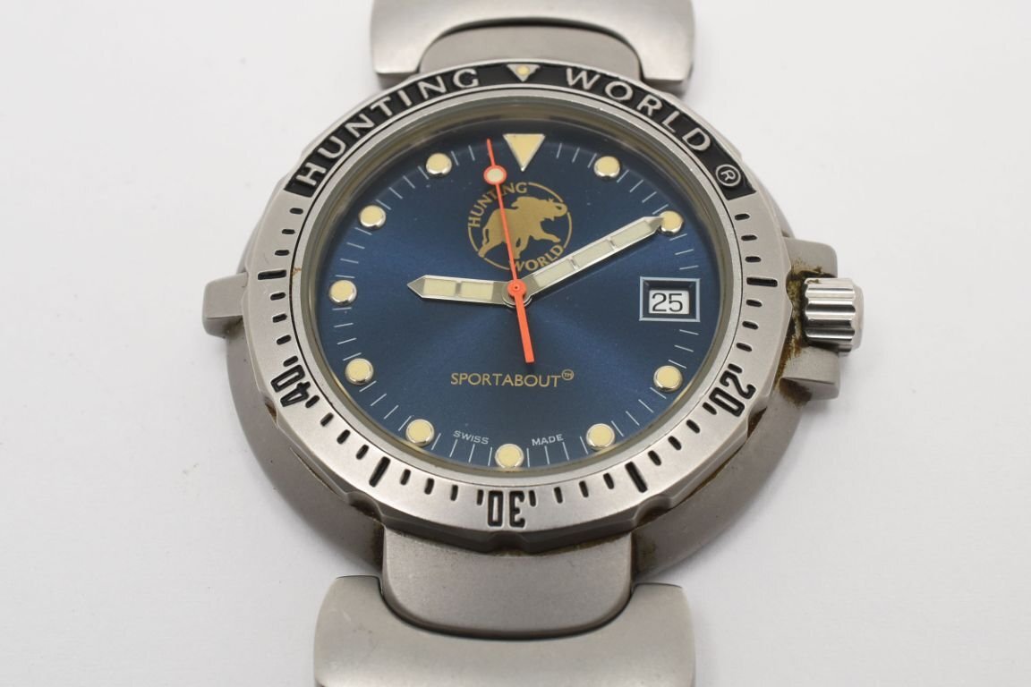 ハンティングワールド スポーツバウト クォーツ時計美品 ETAムーブ ハンティング・ワールド スピリッツ オブ アフリカ バチュー