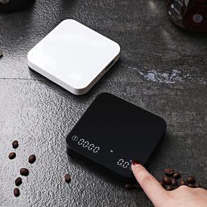 ミニコーヒースケール ドリップスケール 計量器 デジタルはかり キッチンスケール ホワイト Type-C充電式 表面ミラー加工