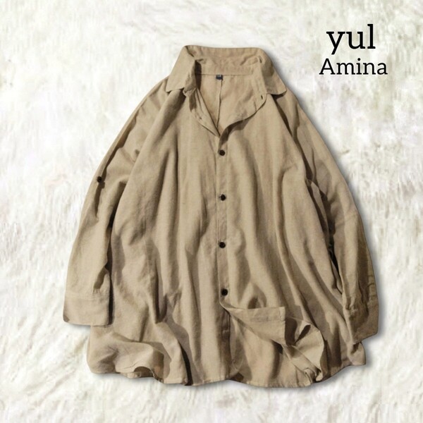 53 【yul】 ユル チャイハネ Amina アミナ オーバーサイズ シャツ ベージュ 2way アジアン エスニック 男女兼用 ビッグサイズ シアー