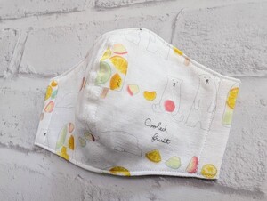 ☆ハンドメイド☆立体インナーマスク☆子供用☆小学生高学年向き☆ダブルガーゼ☆丸ゴム付き☆白くま・アイス柄☆約12×9㎝