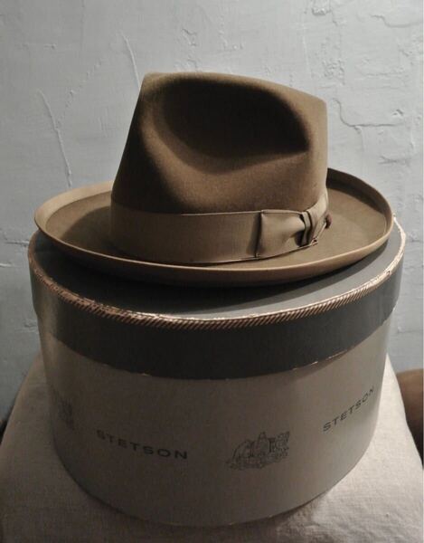 40s EXS Vintage STETSON 3X Beaver 7 5/8 60cm ヴィンテージ ステットソン ビーバー 1/2 ウィペット ステットソニアン オリーブ ブラウン