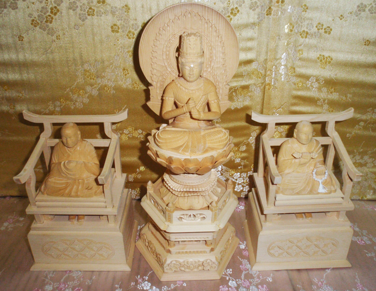 ◇25◇☆白木 木地 真言宗 智山派 大日如来 弘法大師 興教大師 2.5寸型セット ☆ 新品未使用【信頼のヤフオク！実績２５年】