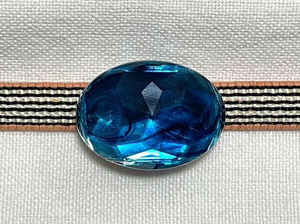NO.1840 帯留め ブルー×クリア マーブル模様 アクリル製 リメイク品(帯留 帯飾り 和装小物 )ハンドメイド品