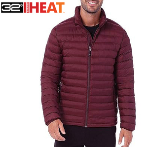 新品 L ★ コストコ 32HEAT メンズ ウルトラライト 中綿 ジャケット US-M レッド 赤 ダウン 軽量 フルジップ 32 ヒート ディグリース