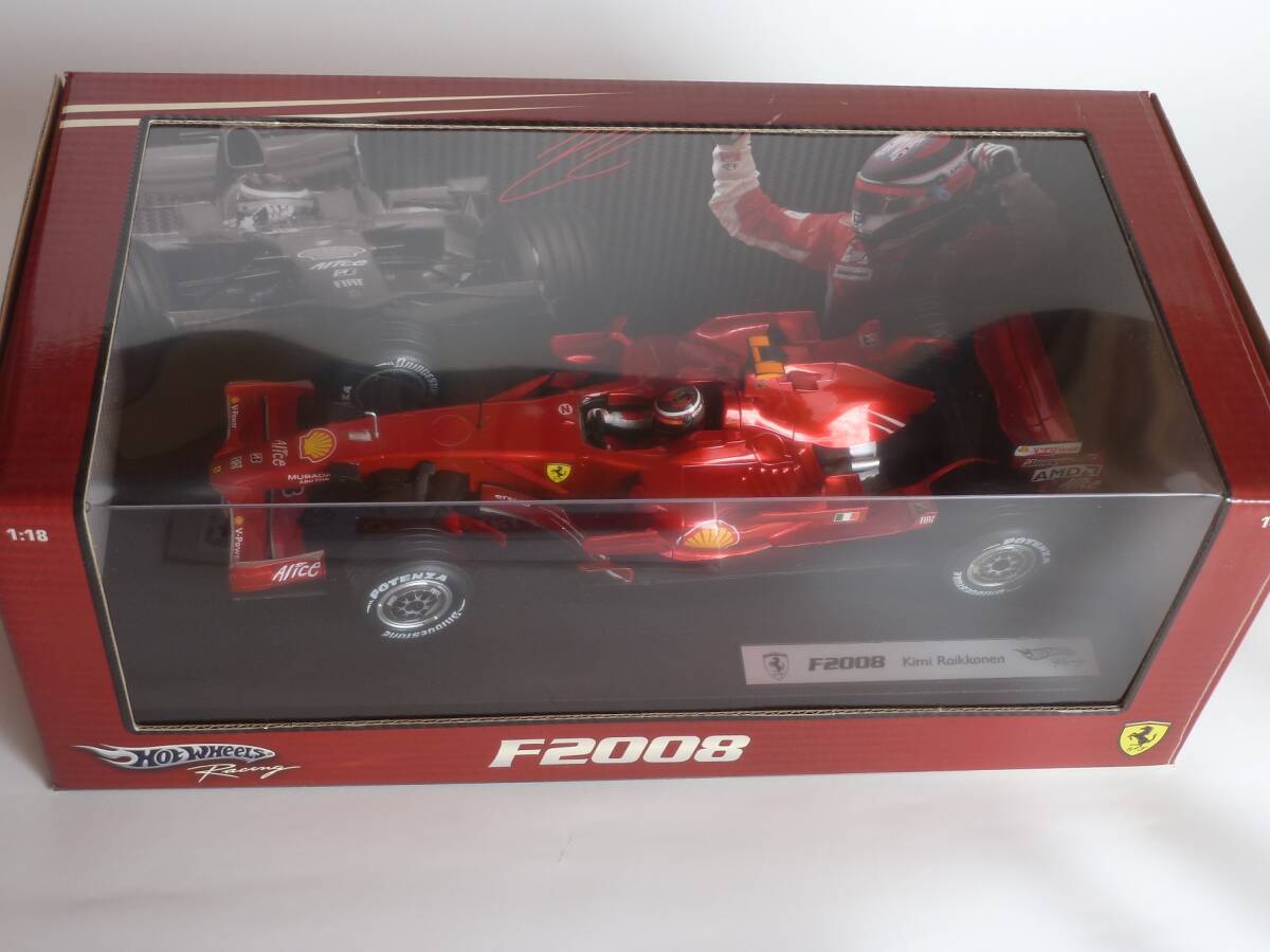 マテル ホットウィール 1/18 フェラーリF2008 キミ・ライコネン メタルレッド マルボロ付き