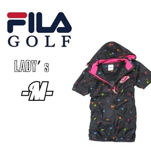 送料込み レディースM◇FILA GOLF◇半袖プルオーバーウーブンパーカー フード取外可