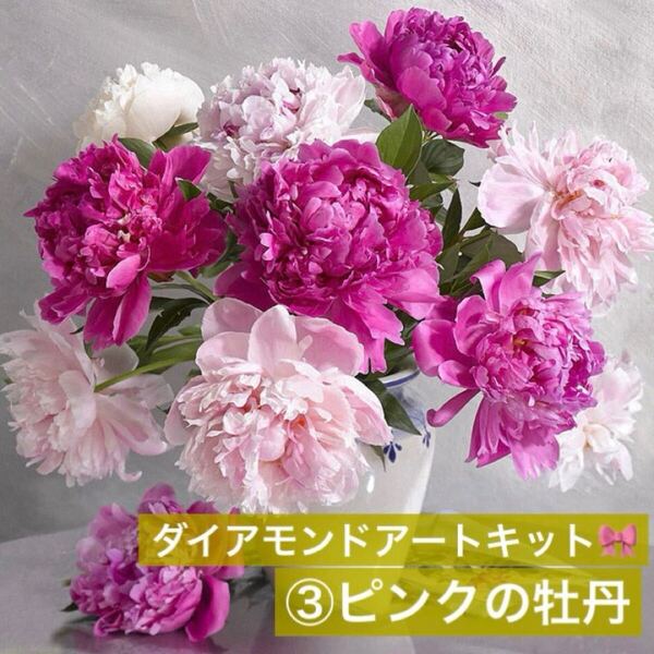 ダイヤモンドアート アート制作 作成キット スターターキット お花 絵画 パズル ビーズ 暇つぶし おうち時間 簡単 大人 道具付き 牡丹