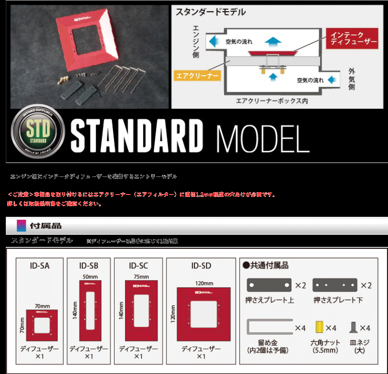 [シエクル_ID]BPE レガシィアウトバック(EZ30_H15/9ーH21/5)用スタンダードインテークディフューザー(純正エアクリーナー用)[ID-SD]