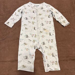 gelato pique ジェラートピケ ベビー服 ロンパース 長袖 サイズ80-90cm グレー アニマル柄 雪遊び