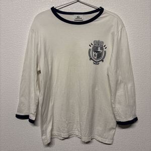 LACOSTE ラコステ 七分袖Tシャツ サイズ4/M ホワイト×ネイビー