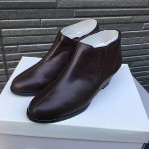 ta... телячья кожа 4E elegance боа ботинки 21.5cm шоко короткие сапоги