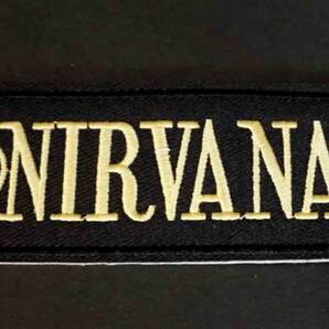 萌2キャラ 黒檸檬黄Nv長方形 英語◆新品ニルヴァーナ Nirvana アメリカ ロックバンド 刺繍ワッペン■音楽 ミュージック◆コスプレ