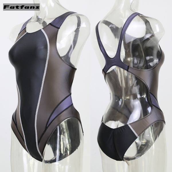 ☆送料込み☆JG-7 Sサイズ 新商品♪ ブラック Fatfans ロゴ無し 超光沢 コスプレ ハイレグ ハーフバック レオタード 水着 レースクイーン