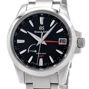 グランドセイコー メンズ SBGE213 ヘリテージコレクション 9R66-0AE0 GMT カレンダー ブラック スプリングドライブ 腕時計 中古 送料無料