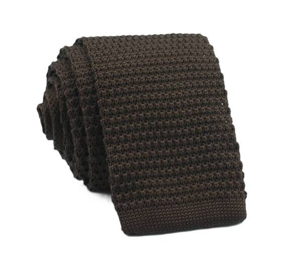 【新品】送料無料 Helios SOLID KNIT TIE BROWN・ニットタイ・メンズ・ビジネス・フォーマル・カジュアル・冠婚葬祭・プレゼント・無地