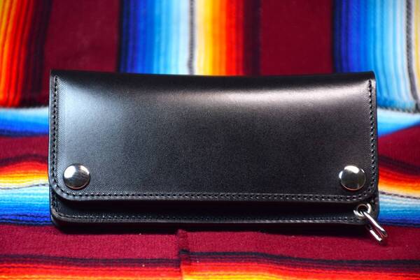 Leather works ★ トラッカーウォレット 栃木レザー 黒 本革 経年変化