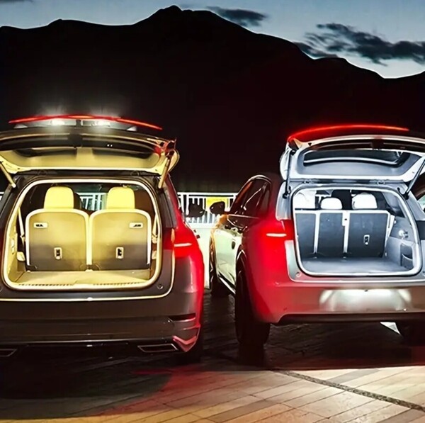 車用LEDネオンライト(白)、トランク用5m、フレキシブル、雰囲気照明、12V