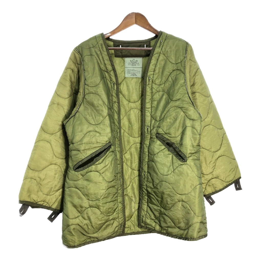 80年代 米軍実物 U.S.ARMY キルティングライナージャケット ミリタリー オリーブ (メンズ MEDIUM) 中古 古着 T2642