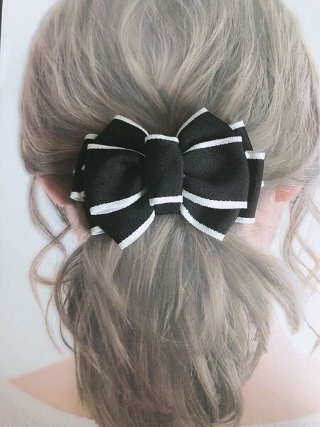 【ハンドメイド】リボンバレッタ★ブラック ヘアアクセサリー310