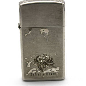 ZIPPO ジッポ SLIM スリム SPIRAL+HEART オイルライター 2001年製