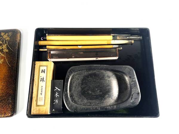 【送料無料・現状渡し】書道セット 筆 硯 墨 筆墨箱 書用品
