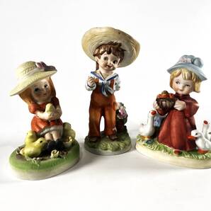 【送料無料・蔵出し・3点セット】lefton china 陶芸人形 置物 洋風陶芸人形 男の子 女の子 アンティーク コレクショ