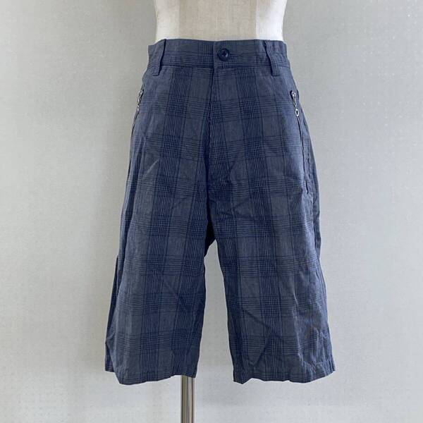 Z2058 美品 BEAMS ビームス メンズ パンツ ショートパンツ ボタン・チャック S グレー 灰 チェック柄 綿100% 男前 涼しげ 上品 春夏