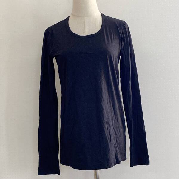 Z2092 SIMPLE LIFE メンズ トップス Tシャツ 長袖 丸首 薄手 M ブラック 黒 無地 綿100% 伸縮性のある シンプル カジュアル 古着 春秋冬
